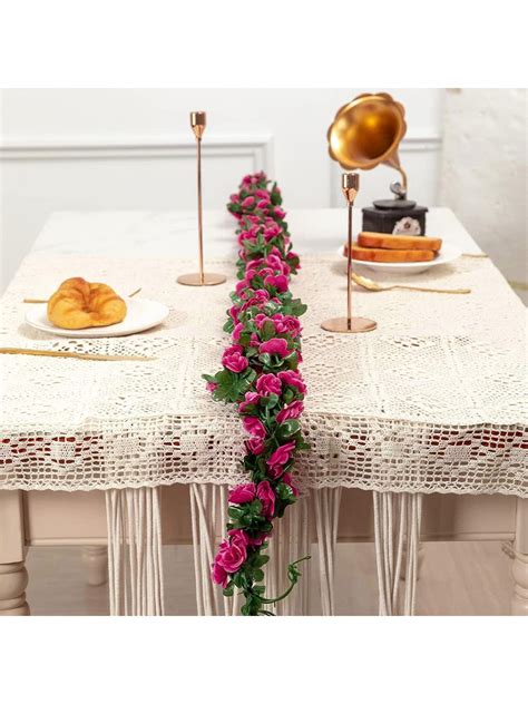 Buy | Pink and Green 2 Pieces Artificial Rose Vine Creeper Flower ...