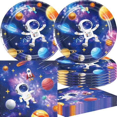 Amazon.com: Frerand 40Pcs Outer Space Party Supplies include 20 plates ...