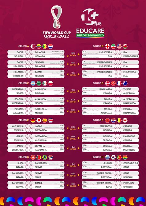 Tabela de Jogos Copa do Mundo 2022 | Educare on Behance | Fifa world ...