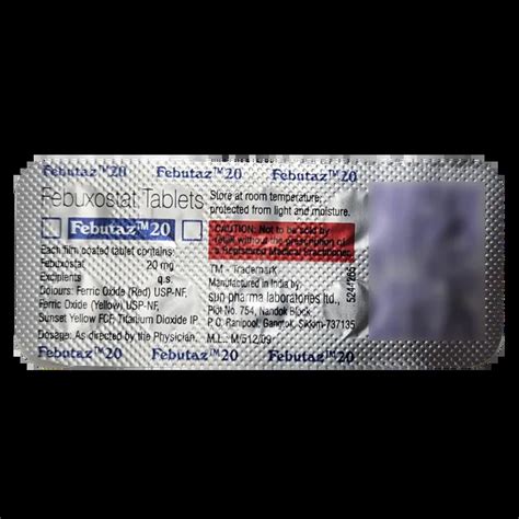 FEBUTAZ 20MG TABLET 10'S Price, Uses, Side Effects & Substitutes | Medkart