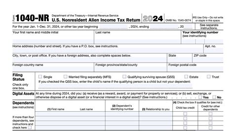 IRS Form 1040-NR Instructions - Nonresident Alien Tax Return