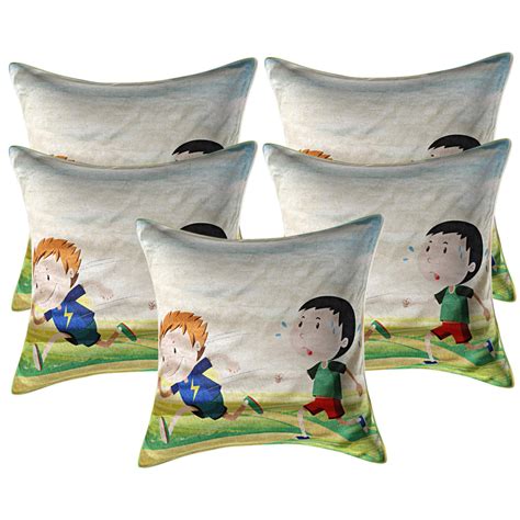 Kuber Industries Playing Kids 5 Piece Velvet Cushion Cover - 16"x16 ...