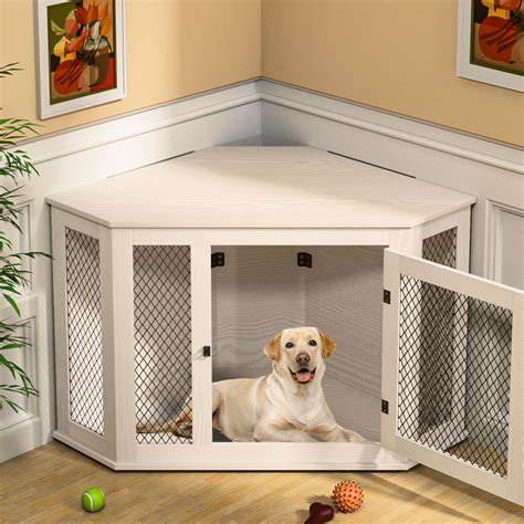 Amazon.com: VENDORZ Corner Dog Crate Furniture, 52" Wooden Dog Kennel ...