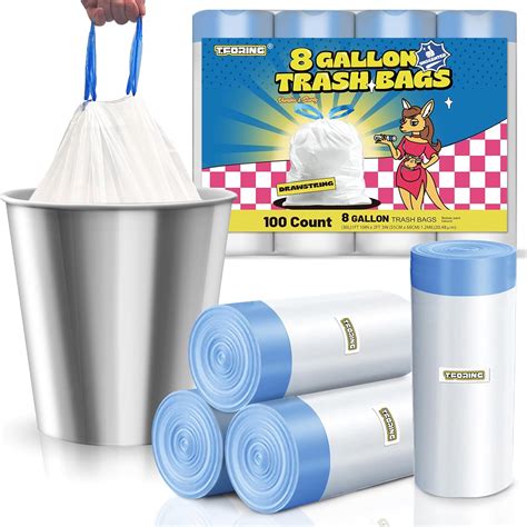 Amazon.com: T.FORING 8 Gallon Trash Bags Drawstring 1.2 Mil - 100 Count ...