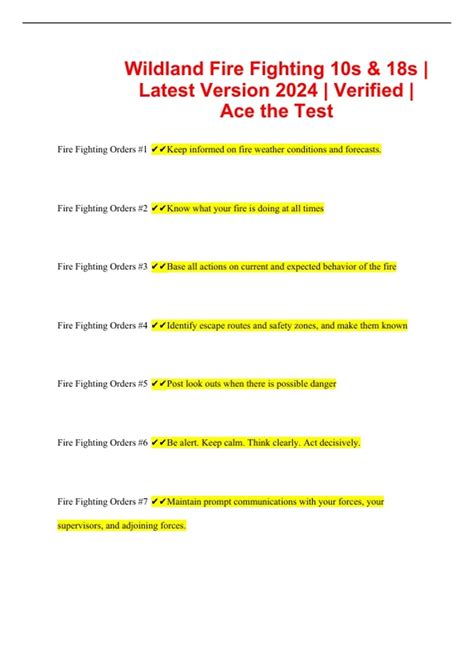 Wildland Fire Fighting 10s & 18s | Latest Version 2024 | Verified | Ace ...