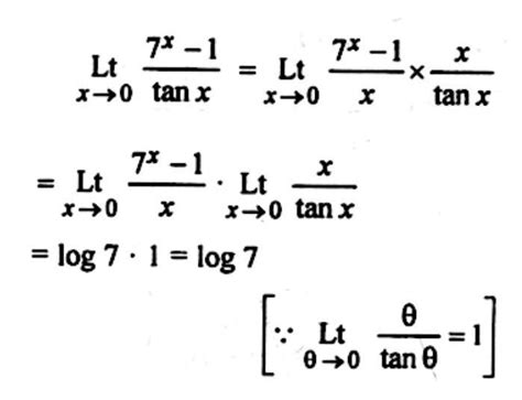 limit x tends to 0 7^x -1 /tanx - Brainly.in