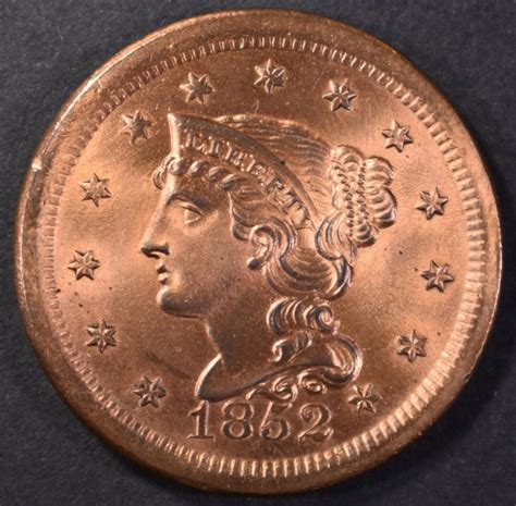 Sold at Auction: 1852 LARGE CENT CH BU RED, CLEANED
