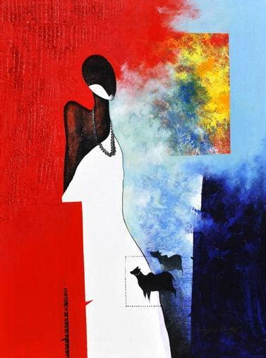 "The Monk Ii": Red Acrylic Painting by Narayan Shelke | ArtZolo.com