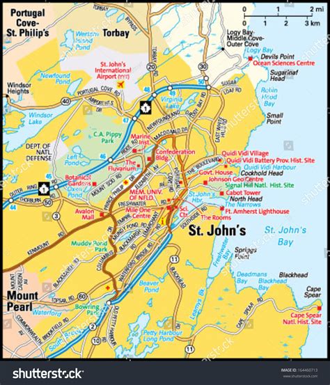 St. John'S, Newfoundland And Labrador Area Map Stock Vector Illustration 164460713 : Shutterstock