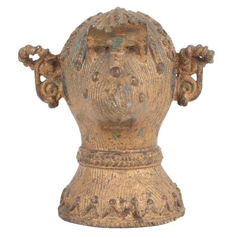 Brass Tribal Goddess Head Statue Showpiece
