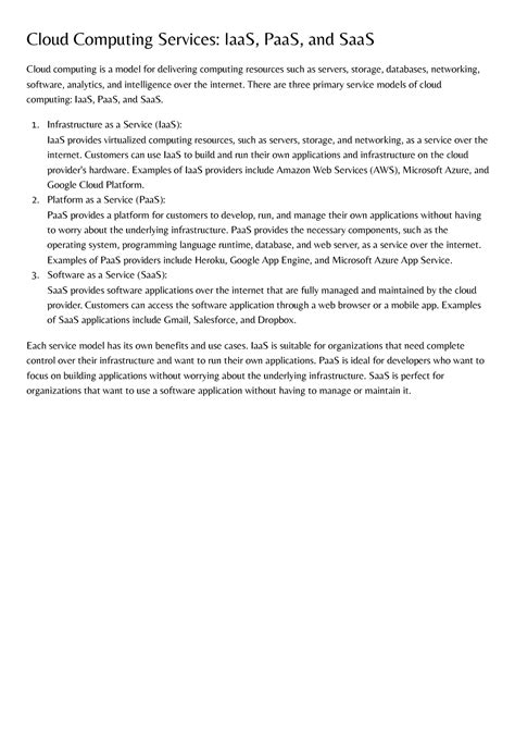 What is an Cloud computing? - Cloud Computing Services: IaaS, PaaS, and ...