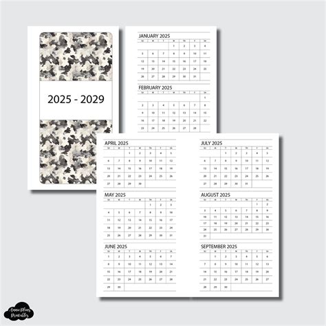 Personal Rings Size | 2025-2029: 5 Year Monthlies Printable Insert ...
