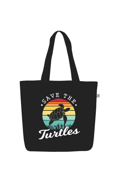 Large Zipper Tote Bag Black - Save the turtles – sustainme.in