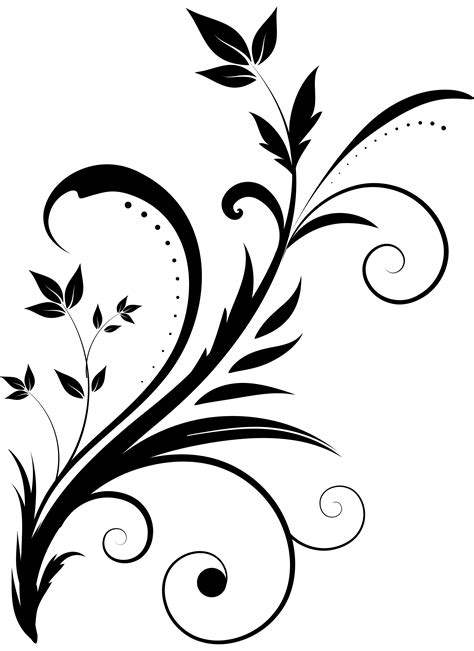 Free Ornate Swirls Clipart - Black and White Floral Design