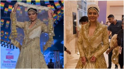 हाथों में कलीरे-चेहरे पर घूंघट, गोल्डन लहंगे में 'दुल्हन' बनीं सुष्मिता ...