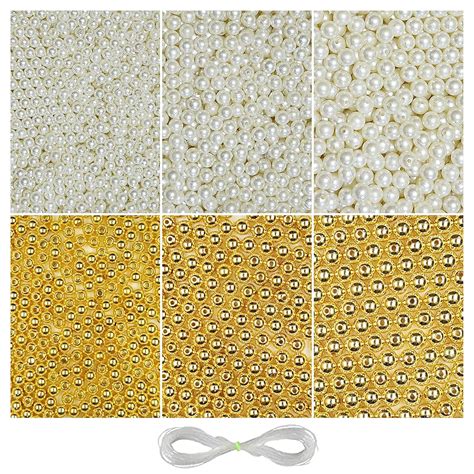 REGLET 870 Pcs. Off White & Golden Pearls for Craft - Beads for ...