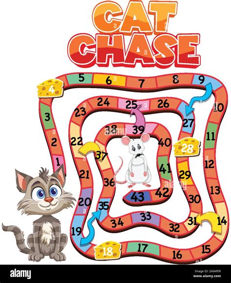 Colorful board game with cat and mouse characters Stock Vector Image ...