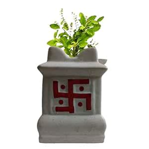 DESIRED DECOR Ceramic Tulsi Pot Medium Planter for Tulsi Plant, Thulasi ...