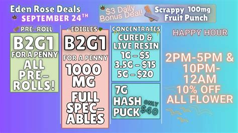 EDEN ROSE SPETEMBER DEALS at Nature's Cure Dispensary | Weedmaps