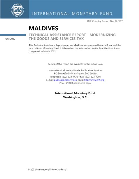 马尔代夫：技术援助报告：商品和服务税现代化