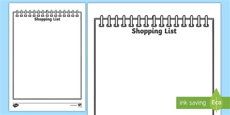 Role Play Shopping Lists | Twinkl Resources