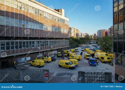 Spanish Post Office Delivery Vans in a Parking Lot of a Central Office ...