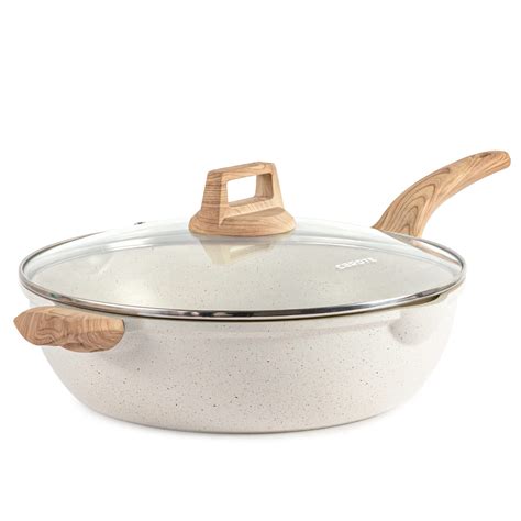 CAROTE 6.5 Quart Deep Frying Pan Nonstick Saute Pan With Lid Deep ...