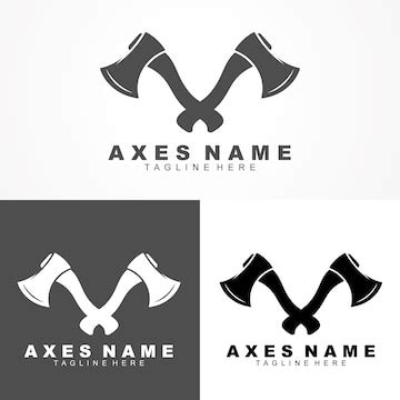 Crossed battle axe logo design vector | Premium Vector