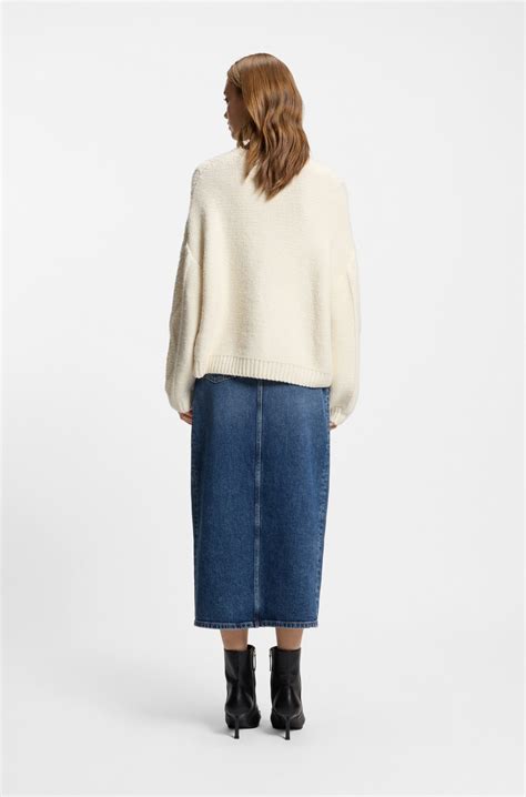 HUGO - Oversized-fit sweater with cable knit - Natural
