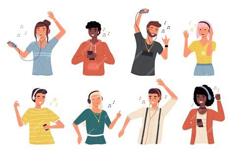 People Listening To Music Cartoon