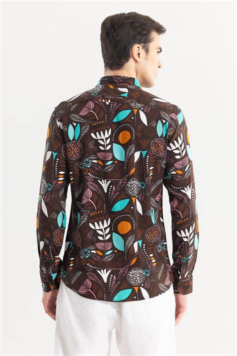 Buy Men's Botanical Bliss Brown Shirt Online | SNITCH