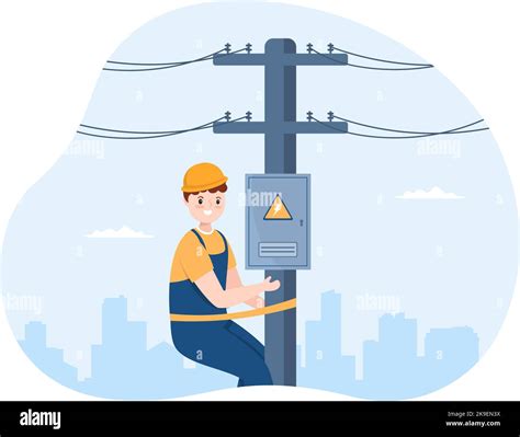 Lighting and Electricity Energy Maintenance Service Panel Cabinet of Technician Electrical Work ...