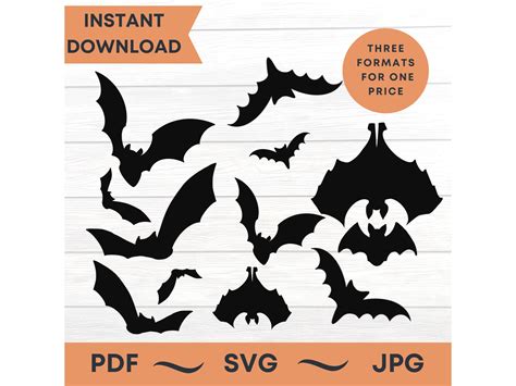 Bats Silhouette Cutouts Black Paper Bat Wall Hangings Easy Halloween ...