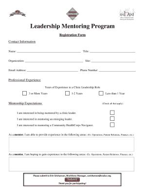 Fillable Online ccalac Leadership Mentoring Program - Registration Form ...