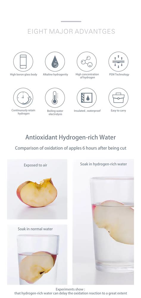Hydrogen Rich Water Generator Bottle 330ml High H2 Concentration Hydrogen Water Glass Bottle ...