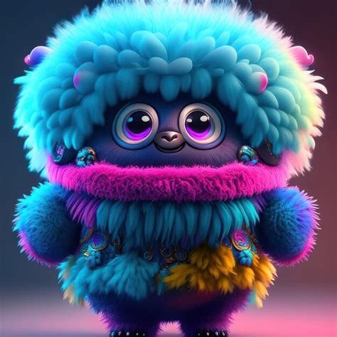 A colored monster with big eyes in colored clothes generative ai ...