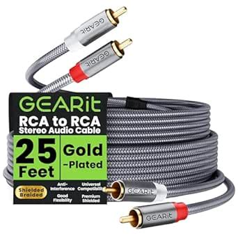 GearIT RCA Cable (25FT) 2RCA Male to 2RCA Male Stereo Audio Cables ...
