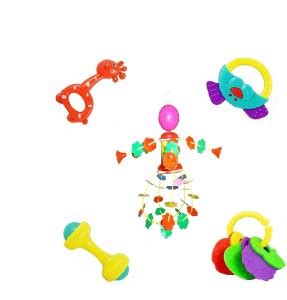 PRV TOYS Rattles for Little Babies 4 Cute Toys with Musical Merry Go ...