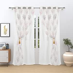 Buy GD Home Fabric 2-in-1 Back Blackout Classic Grommet Embroidery ...