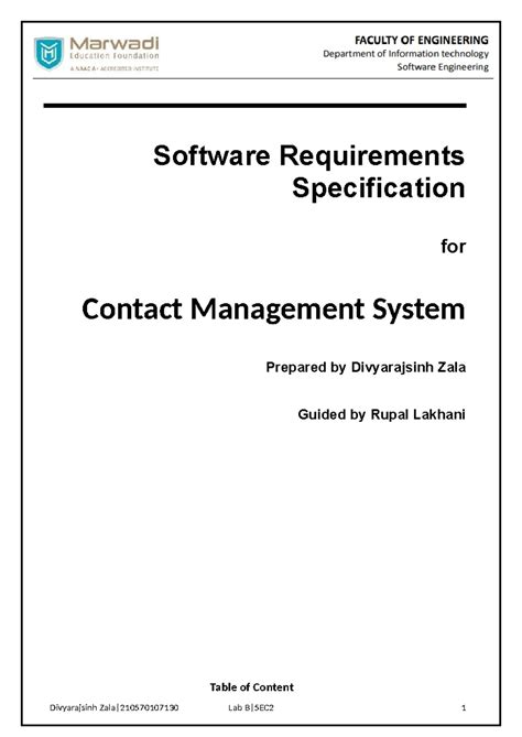 SRS for Contact Management System (CMS) Built in Python - Studocu