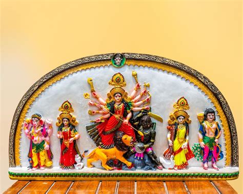 Buy Large Marble Stone Dust Durga Murti Idol Statue- Sabeki Ek Chala ...