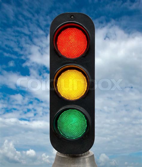 Red Yellow and Green traffic lights | Stock image | Colourbox