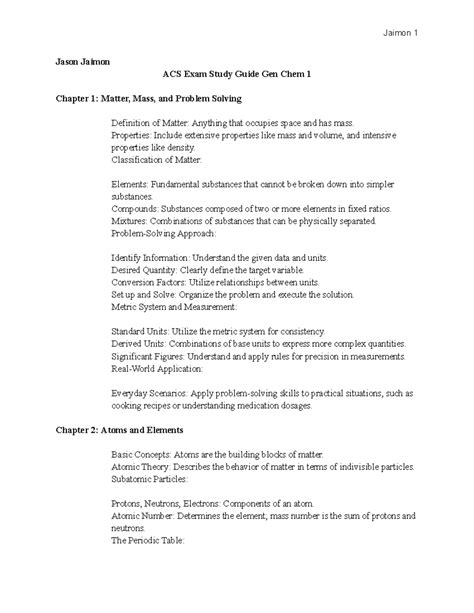 ACS Study Guide Exam Gen Chem 1 - Jason Jaimon ACS Exam Study Guide Gen ...