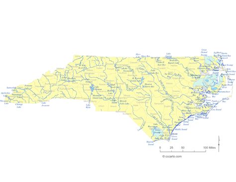 North Carolina State Waters Map: Lakes & Rivers
