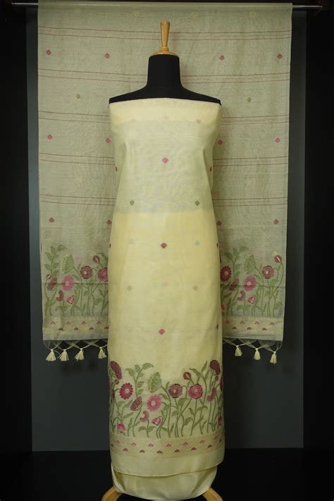 Jamdani Weaving Pattern Linen Finish Salwar Set | LV355 – Aham Designer ...