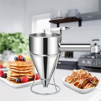 NIVKEZ Pancake Batter Dispenser, Multi-Caliber Stainless Steel Funnel ...
