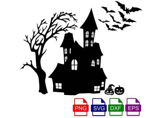 Haunted House Silhouette Clip Art