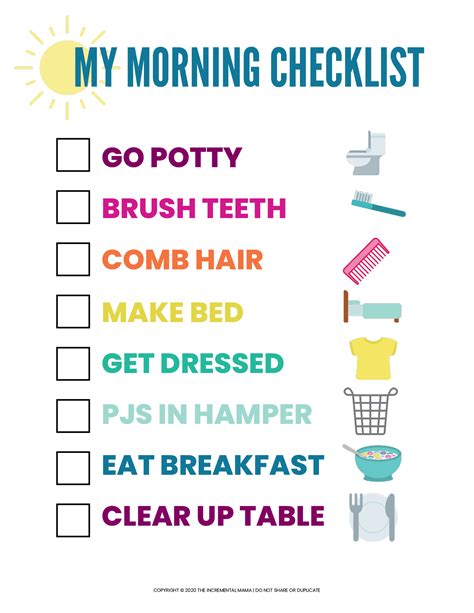 Image result for Morning Routine Printable PDF