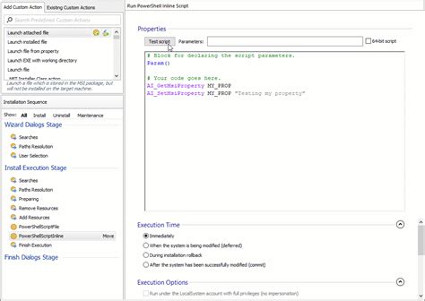 Image result for Advanced Installer PowerShell Script Parameters
