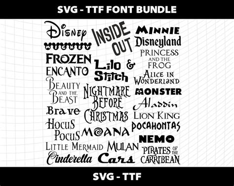 Buy 25 Cartoon Font Bundle SVG TTF Cricut Cutting Invitation Christmas ...